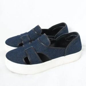 OPENING CEREMONY BINX Flatform Platform Sneakers Blue Denim
